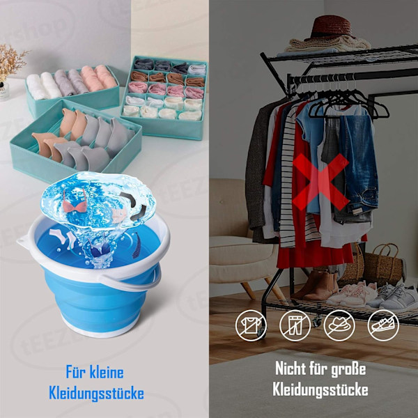Kompakt Hopfällbar Tvättmaskin, Portabel Mini Tvättmaskin för Utrymmesbesparing, Mångsidig Användning i Lägenheter, Camping, Resetvätt