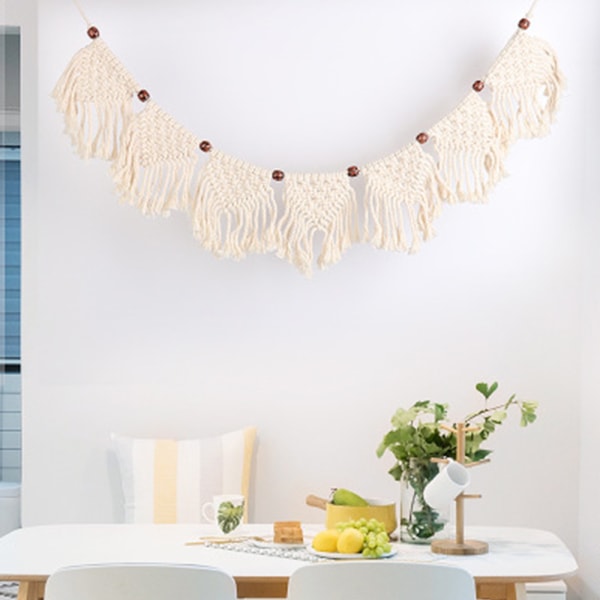 Macrame vävd tofs vävd liten flagga hem väggdekoration -  Ch