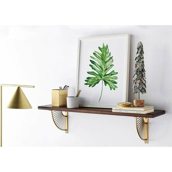 (20cm) Flytande metallguld fläktformad triangelhyllfäste, S