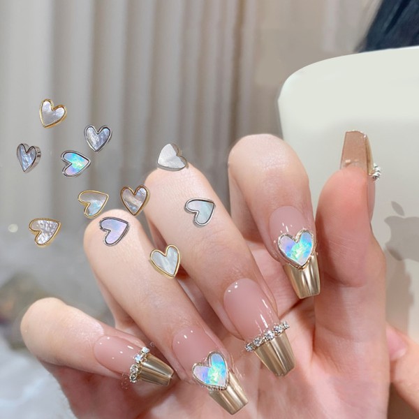 30st Hjärta Nagelberlocker För Nail art 3D-dekorationer Hjärtform Nagelädelstenar för Shell Naglar Manikyr Smycken Nail art För kvinnor
