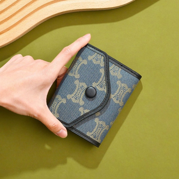 Dam flickor plånbok söt tri-fold plånbok PU läder plånbok smal