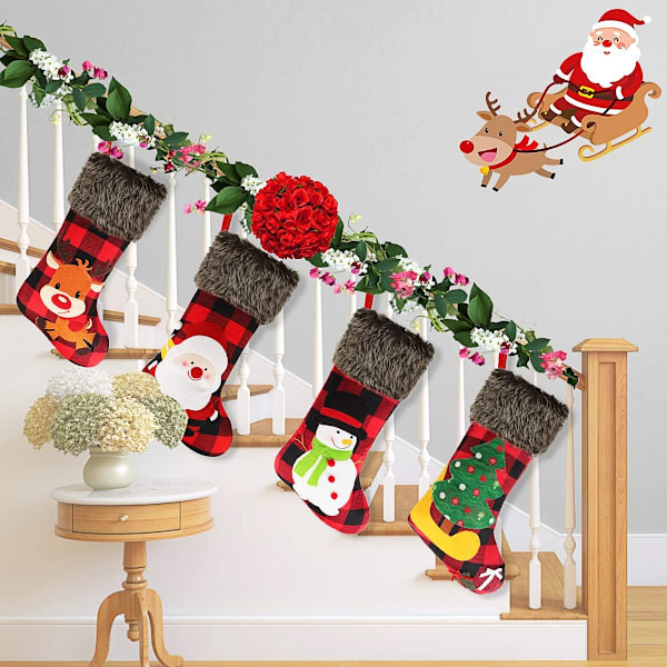 Julstrumpor, hjärtevärmande gåva med fint hantverksmässigt material, originaldesign för mångsidig dekoration och generös storlek, personlig