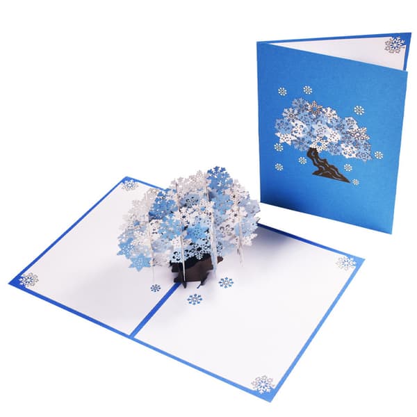 Vikbara kort 3D Julkort med kuvert Julgran Jultomte