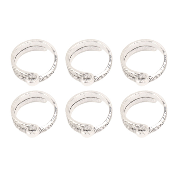 6 stk Metall Hekle Ringer Garn Tråd Guide Finger Holder Justerbar Åpning Strikking Ring