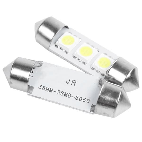 Hvide 36mm Bilpærer 5050 Smd 3 Led Festoon Dome Lys Sikring 12v Dc 6 Stykker