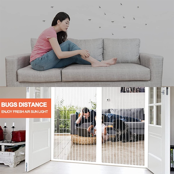Magnetisk skärmdörr Vit magnetisk dörrskärm Mesh gardin