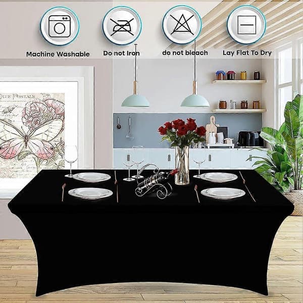 Bordsdukar för rektangulära bord, stretchiga bordsdukar, för evenemang, cocktailpartyn, svarta