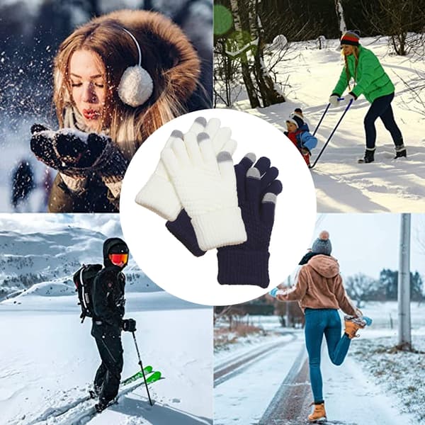 Vinter Pekskärmshandskar, Varma Stickade Handskar Elastisk Manschett, Vinterhandskar