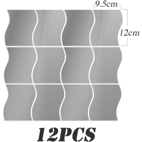 12 st självhäftande spegeldekaler i silver