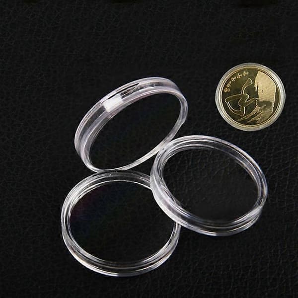 100 stk/boks 30 mm rund myntoppbevaringsholder Plastutstillingsveske Samleobjekter Gave