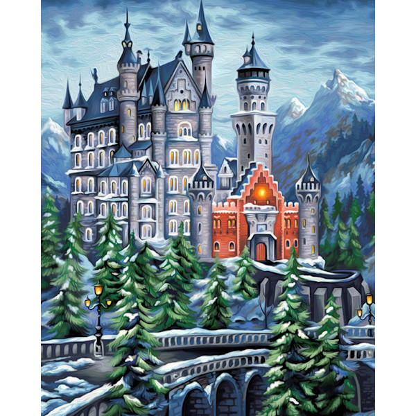 30x40cm 5D DIY Diamantmålning Full, Vinter Slott Serien#H, DIY D