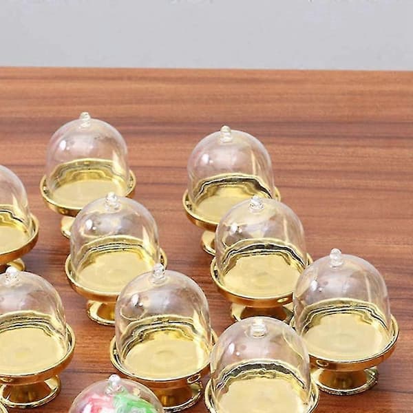 Gullfarget Mini Kakestativ - Mini Kakeform med Stativ og Kuppel, 24 Enkel Cupcake Stativ Mini Dessert
