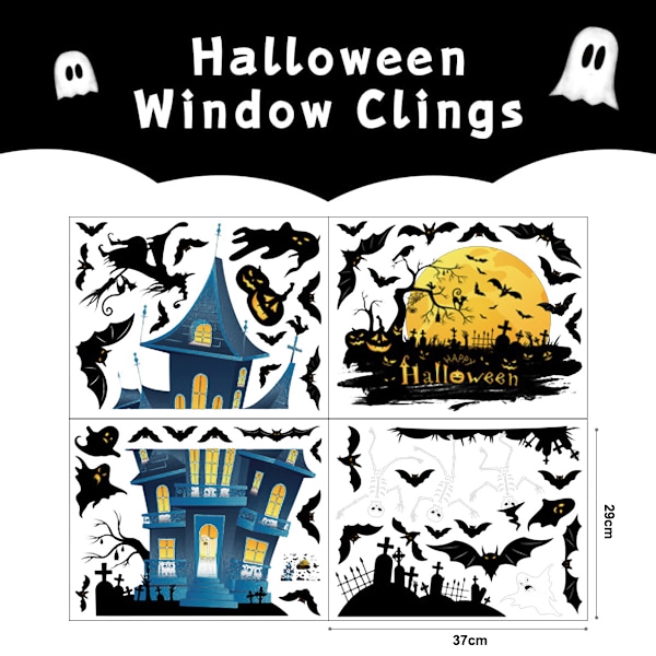 Halloween-ikkuna-tarrat kaksisivuiset irrotettavat tarrat juhliin