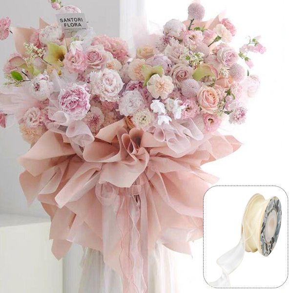 2 rullar 4 cm bred transparent organza-band - 20 meter för presentinslagning, buketter