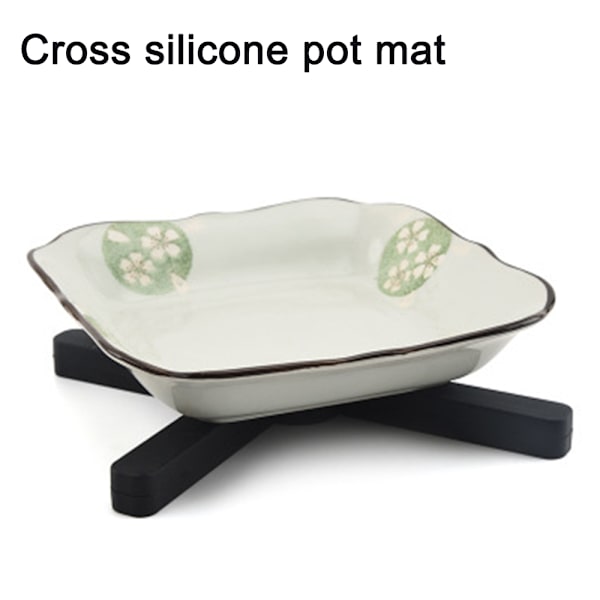 2 stk (svart + rød) Foldbar Silikon Trivet, Sammenleggbar Utvidbar, Lett, Fleksibel Slitesterk Sklisikker Gryteholder Kryssdesign Varmeputer Kjøkkenutstyr