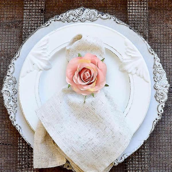 4 stk blomsterservettringer, håndverk vinrankedesign serviettholderringer borddekorasjoner til bryllup, dal