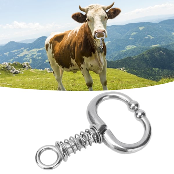 Kvæg Næsering Rustfrit Stål Kvæg Næseklemme Tyren Ko W Fjedernæsering til Farme