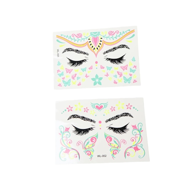 8 st Självhäftande Ansiktsstickers Glitter, Festival Ansiktsstickers Tatuering Stickers Set, Ädelstenar Glitter Rave Party Kropp Temporära Tatueringar för Ögon Ansikte