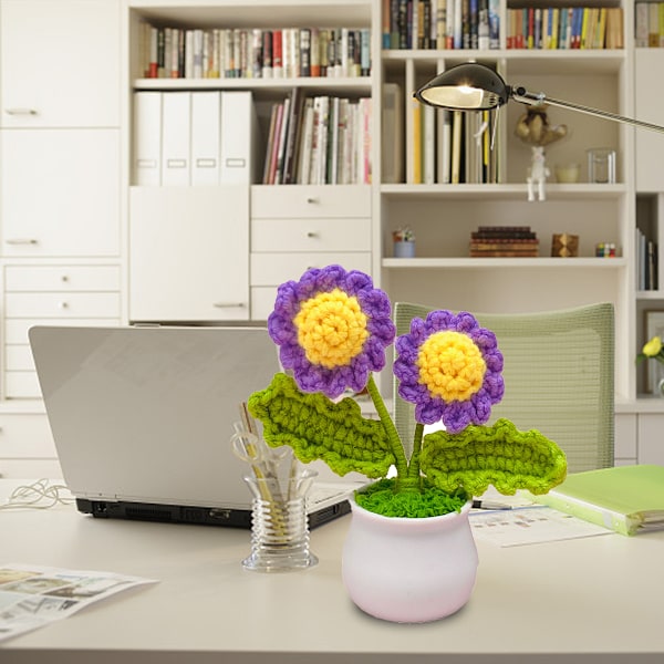 Lilla Kamille Potteplante Kunstig Potteplante Faux Planter til Bord Skrivebord Hjem Kunstig Potteplante Faux Planter