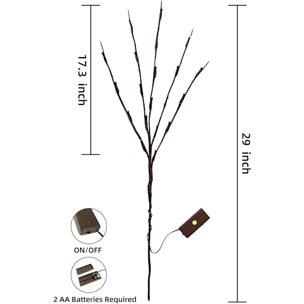 Valaistut oksat 40 LED-valolla, keinotekoinen pajun oksat L