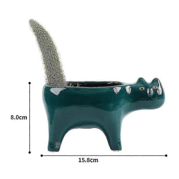Blomkrukor Söt Katt Suckulentkruka Växtbehållare Vit + Grön 2-pack