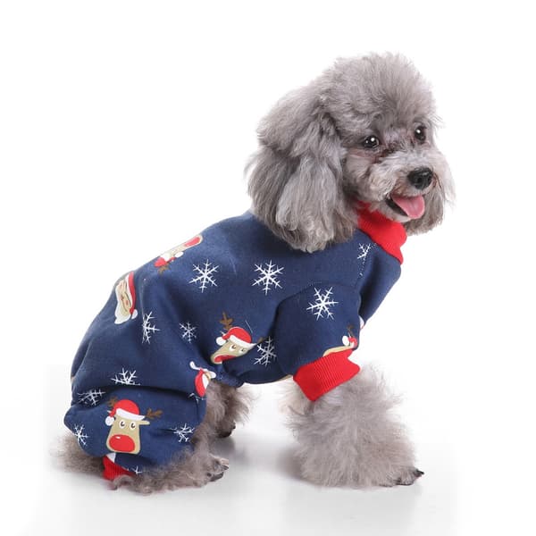Hunde Julepyjamas Kæledyrstøj Hunde Julekostumer Hvalpe Jumpsuits (Navy Blå)
