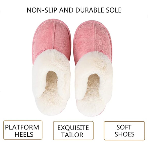 Dames Slippers Hukommelsesskum Fluffy Blød Varmt Slip On Hjemmesko