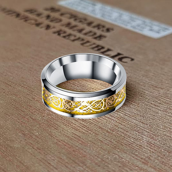 Fashionabla män och kvinnor coola titanstål finger ring dekoration ring tillbehör guld 7