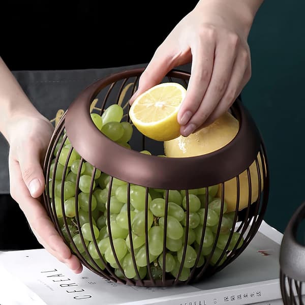 Mörkbrun - Robust trådfruktkorg - Frukthållare - Snackförvaring