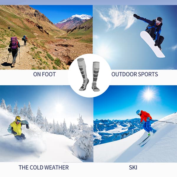 Ski- og snowboardstrømper til mænd og kvinder, der går over knæet Light Grey Dark Grey L