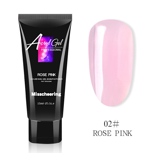 15ml Profesjonell Rask Krystall Negleforlengelseslim Manikyr UV Gel Builder 2#ROSE PINK