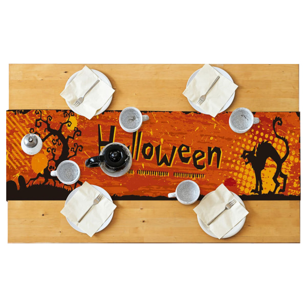 Halloween Table Runner 72 Inch, Pumpkins Trick or Treat Burlap