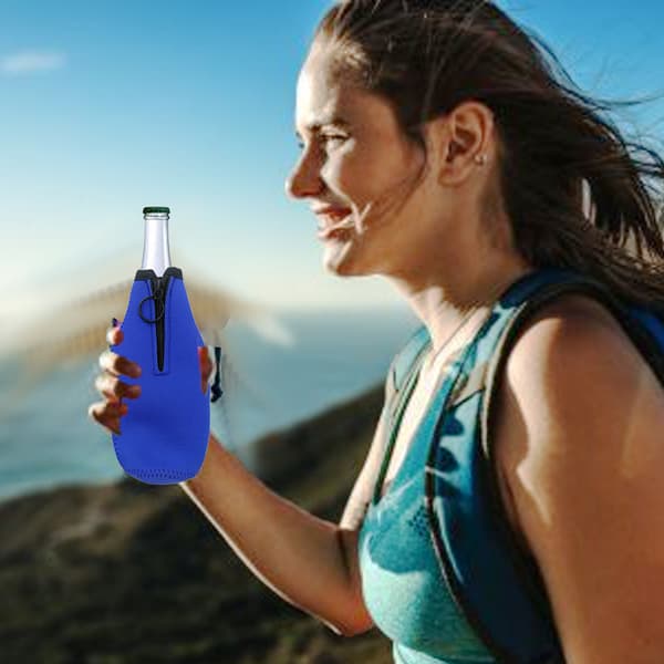 Kylväska enkel dragkedja flaskskydd 330ml dykmaterial ölflaskfodral blue