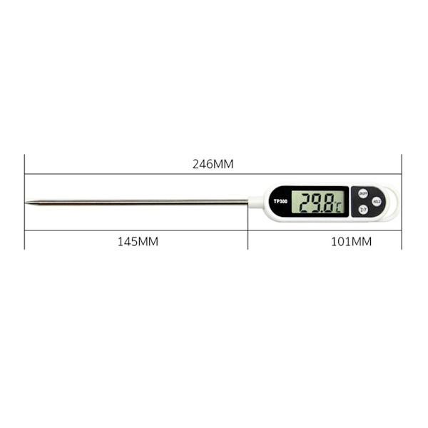 Digital kökstermometer Hushållstermometer Ugnstermometer Matlagningstermometer, lång sond, korrosionsskydd, ° C / ° F omkopplingsbar för