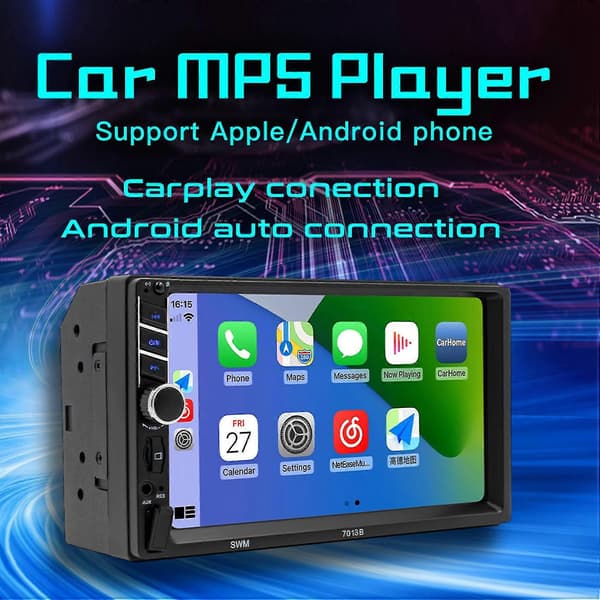 2 Din 7 Tommer Bilradio Bil Stereo Bluetooth Mp5 Afspiller Med Carplay Android Auto Usb Fm Touch Skærm