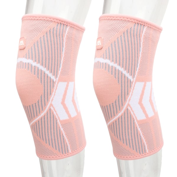 2 st Sports Knäskydd Andningsbart Nylon Stickat Knäskydd 4-sidigt Elastiskt Rep Knäskydd för Löpning Klättring Rosa XL