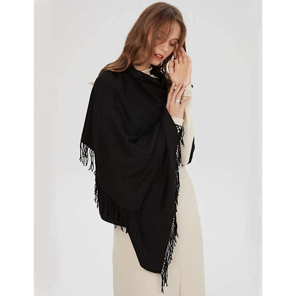 MaaMgic Dam Scarf Varm Höst Enfärgad Bomull med Tofs/Fransar, 40+ Färger Enfärgad & Rutig Pashmina XL Scarves Stole Återanvändbar