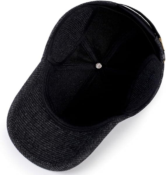 Vintervarm ull tweed baseballcaps med brem og nedfellbare ørevarmere for menn CLT01