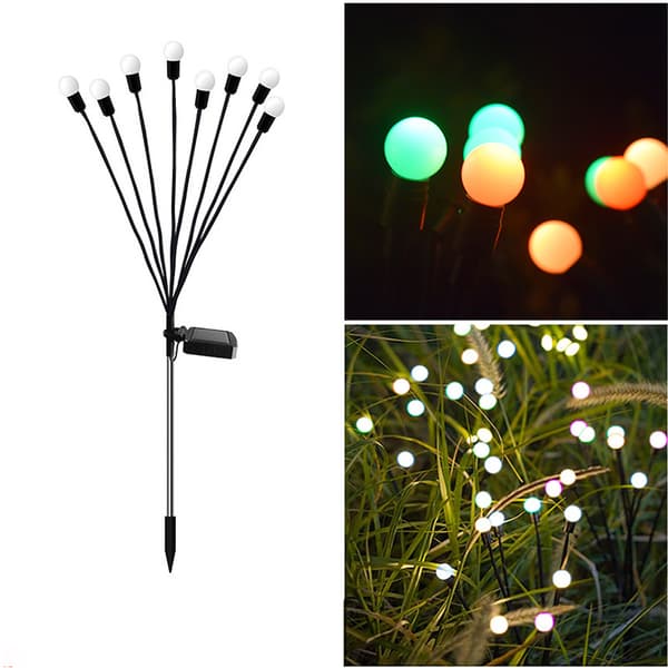 Solcellelamper Utendørs, 2 stk 8 LED Sol-Ildfluer for Hage, Ba