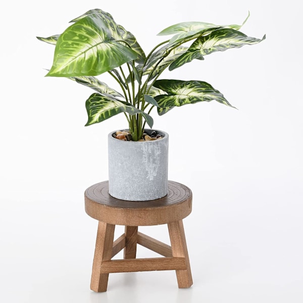 Liten träväxtpall - Rund träblomkruka stativ - Inomhus utomhus - Modern inredning (1)
