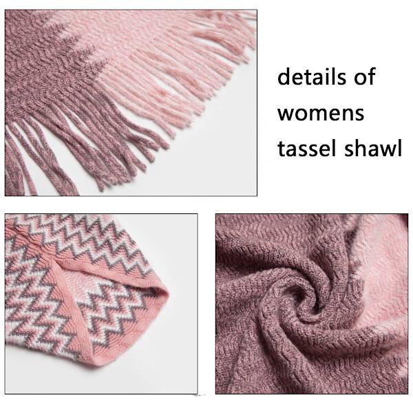 Dam varm sjal wrap öppen framsida poncho cape färgblock