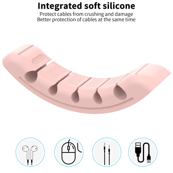 1 stk. Grå Clips Kabel Organizer Skrivebord, 5 Slots Kabelholder Ramme