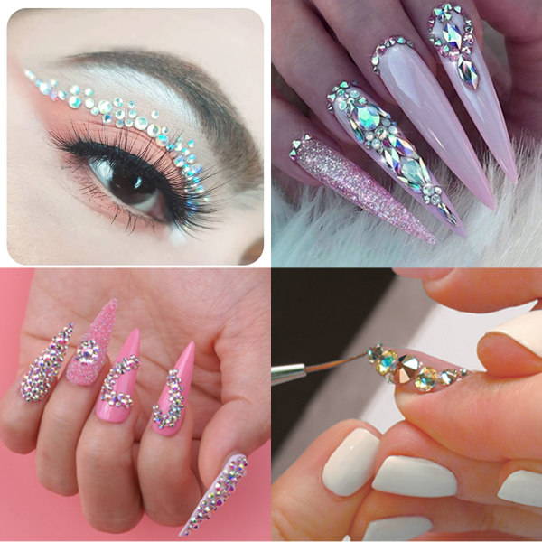 Nagelkonst Rhinestones, Spik Diamant Kits för Kvinnor Nagel Kristaller