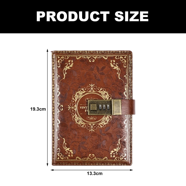 Låsbart hemligt dagbok, varm guldpräglad design dagbok, tjock