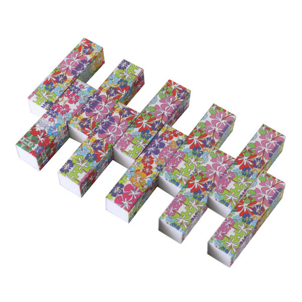 10-pack, nagelbuffertblock för naturliga naglar och akrylnaglar, 4-sidig, medium kornig nagelfil (mönster) Trumpet Flower