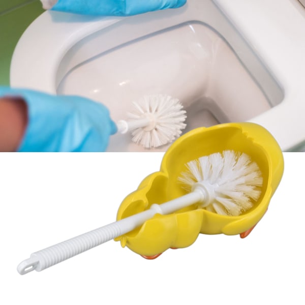 Toilet Brush Little Yellow Duck Seamless Toilet Cleaning Brush Deep Cleaning Bathroom Toilet Brush with Base for Bathroom