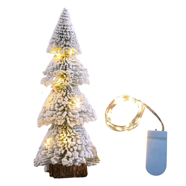 1 Flocked Cedar-tre med lys - Juletrær til skrivebord