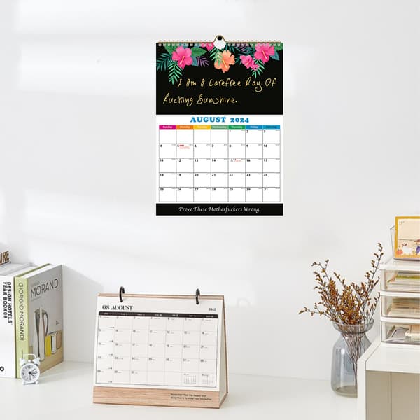 2024 Svart Blomma Bästsäljande Kalender, Släpp Tryck, 2-pack