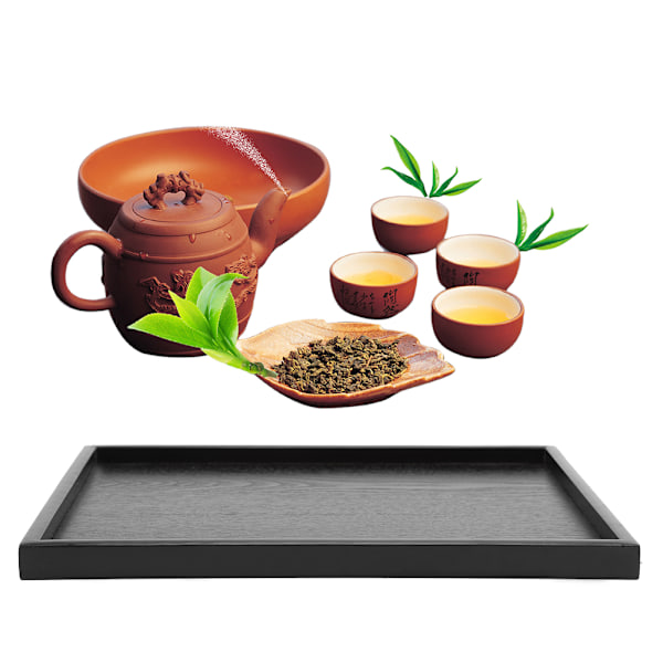 Naturlig serveringsbricka i trä, trämaterial för elegant hem- och restauranganvändning, rektangulär tallrik i massivt trä för måltider och snacks