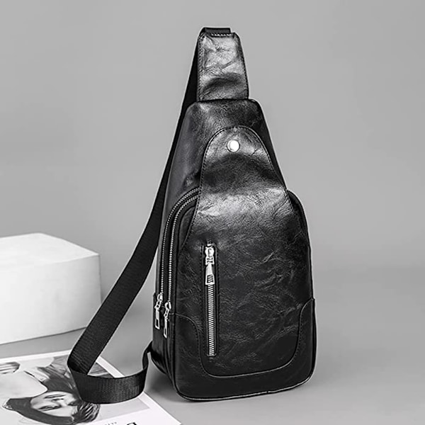 Kvinnor Sling Bag Chestation Bag Liten Axelväska Läder Crossbody Bred rem Axelväska Mini Ryggsäck Unisex för utomhussport Fotvandring
